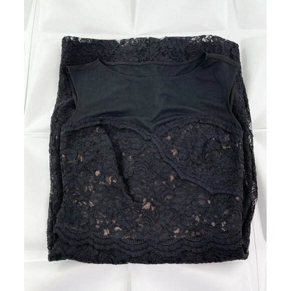 Lauren Ralph Lauren Sz 4 Black Lace Sheath Dress Scalloped Sweetheart Neckline s - Picture 5 of 7